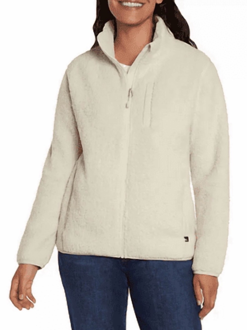 Eddie Bauer Women’s Cream Zip-Front Fleece Jacket Size Large
